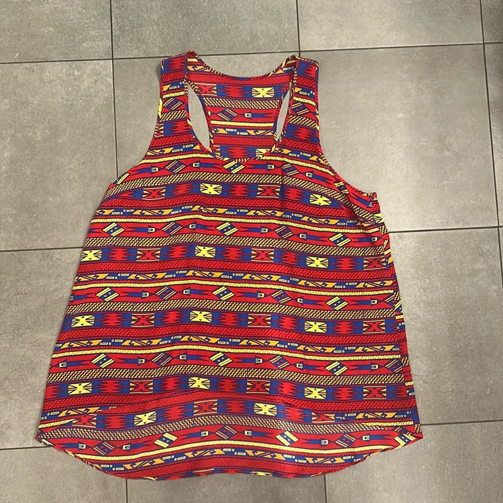 Amanda Uprichard Tribal Print Razor Back Silk Top